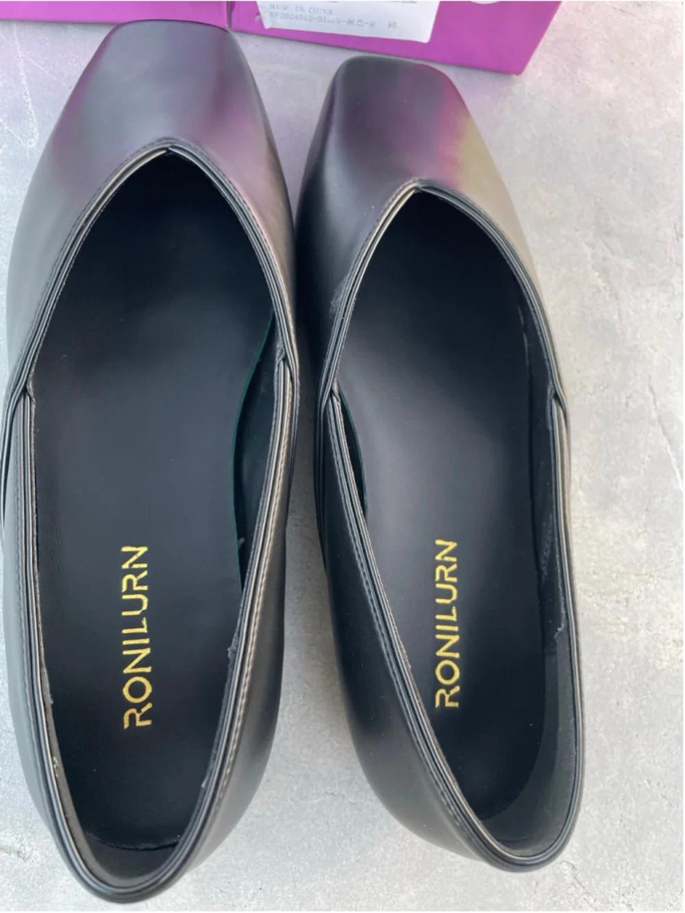 Women's RONILURN Black Square Toe Ballet Flats Size 8